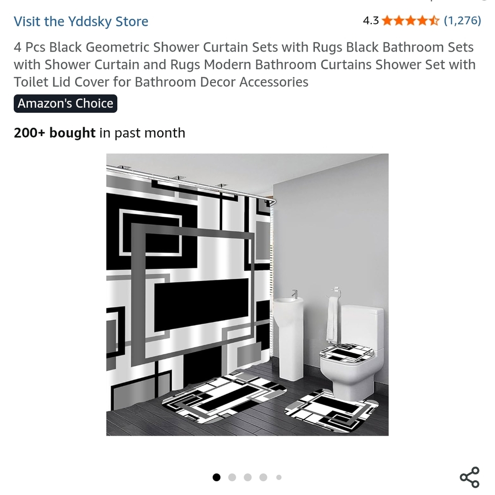 Black and White Geometric Shower Curtain Set